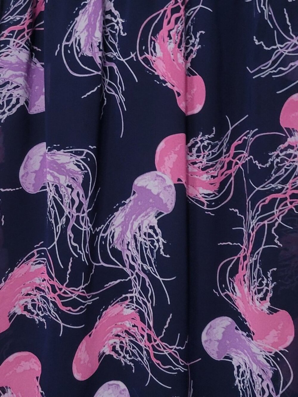 ModCloth 50s 60s Retro Whimsical Navy Jellyfish Ocean Sea Print Chiffon Dress XL - Picture 3 of 14